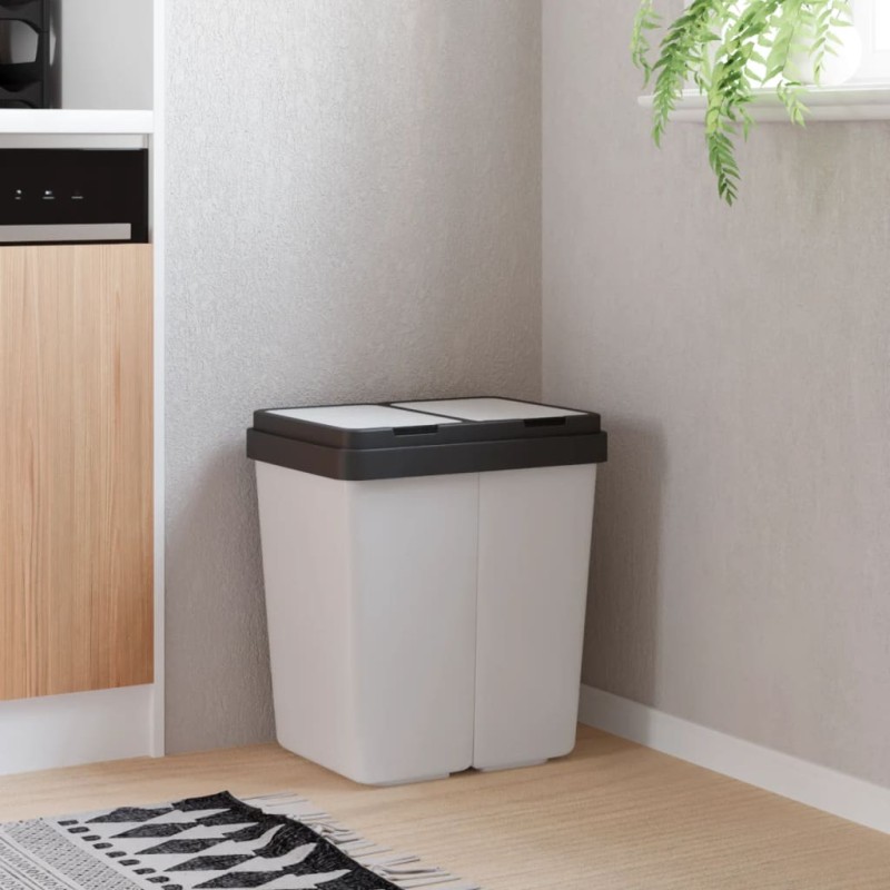 vidaXL Duo Mülleimer Weiß 2x25 L vidaXL Duo Mülleimer Weiß 2x25 L