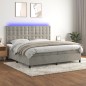 vidaXL Boxspringbett mit Matratze & LED Hellgrau 200x200 cm Samt vidaXL Boxspringbett mit Matratze & LED Hellgrau 200x200 cm Samt
