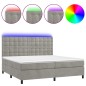 vidaXL Boxspringbett mit Matratze & LED Hellgrau 200x200 cm Samt vidaXL Boxspringbett mit Matratze & LED Hellgrau 200x200 cm Samt