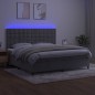vidaXL Boxspringbett mit Matratze & LED Hellgrau 200x200 cm Samt vidaXL Boxspringbett mit Matratze & LED Hellgrau 200x200 cm Samt