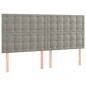 vidaXL Boxspringbett mit Matratze & LED Hellgrau 200x200 cm Samt vidaXL Boxspringbett mit Matratze & LED Hellgrau 200x200 cm Samt
