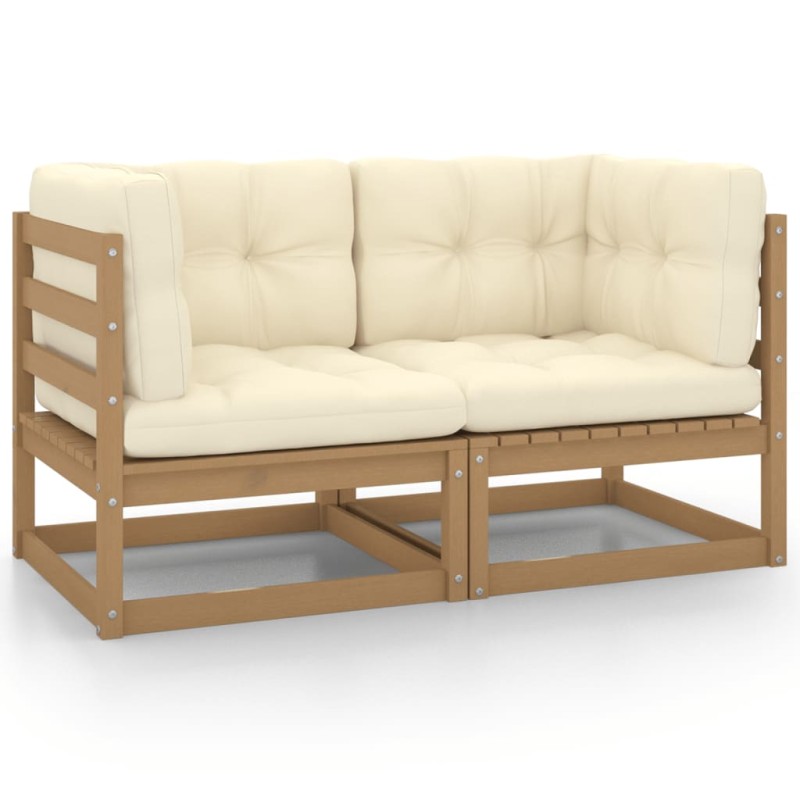 vidaXL Gartensofa 2-Sitzer mit Kissen Honigbraun Massivholz Kiefer vidaXL Gartensofa 2-Sitzer mit Kissen Honigbraun Massivholz Kiefer
