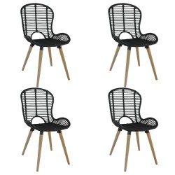 vidaXL Esszimmerstühle 4 Stk. Schwarz Natur Rattan