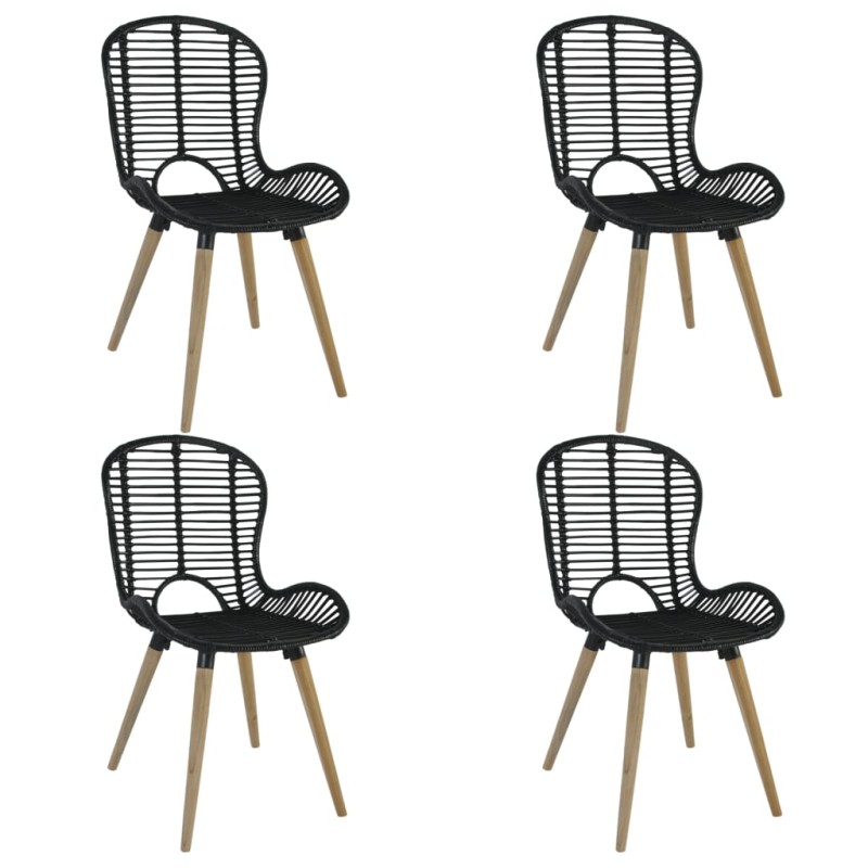vidaXL Esszimmerstühle 4 Stk. Schwarz Natur Rattan vidaXL Esszimmerstühle 4 Stk. Schwarz Natur Rattan