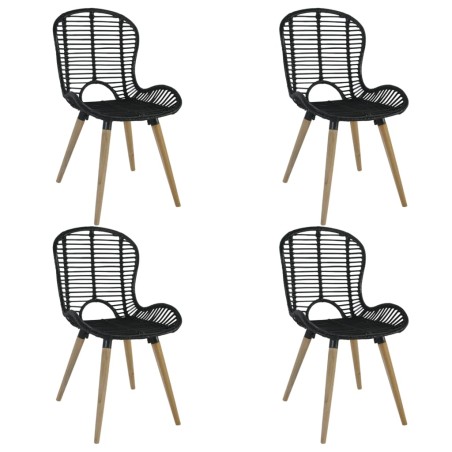 vidaXL Esszimmerstühle 4 Stk. Schwarz Natur Rattan