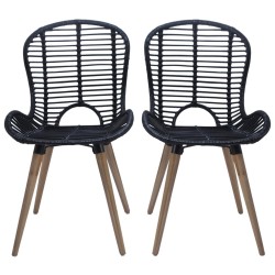 vidaXL Esszimmerstühle 4 Stk. Schwarz Natur Rattan