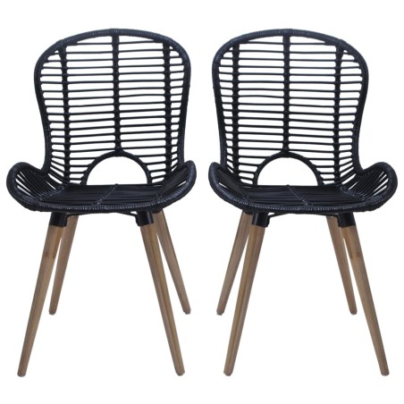 vidaXL Esszimmerstühle 4 Stk. Schwarz Natur Rattan