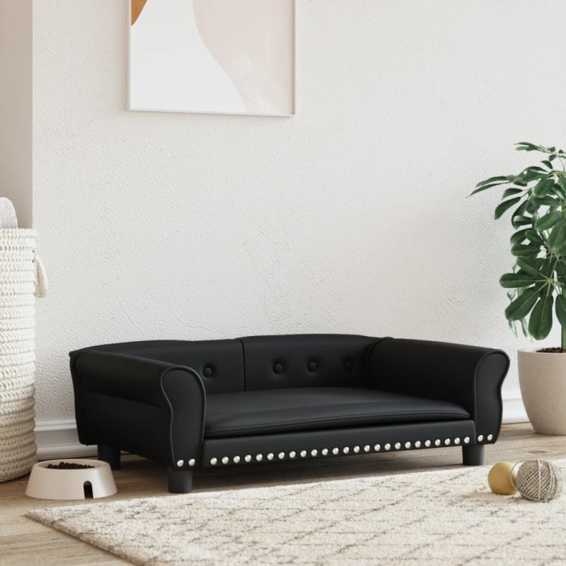 vidaXL Hundebett Schwarz 95x55x30 cm Kunstleder vidaXL Hundebett Schwarz 95x55x30 cm Kunstleder