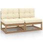 vidaXL Garten-Mittelsofas mit Creme Kissen 2 Stk. Massivholz Kiefer vidaXL Garten-Mittelsofas mit Creme Kissen 2 Stk. Massivholz Kiefer