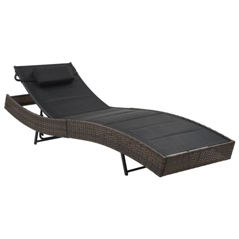 vidaXL Sonnenliege Poly Rattan und Textilene Braun vidaXL Sonnenliege Poly Rattan und Textilene Braun