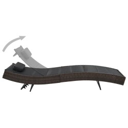 vidaXL Sonnenliege Poly Rattan und Textilene Braun