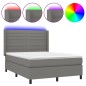 vidaXL Boxspringbett mit Matratze & LED Dunkelgrau 140x190 cm Stoff vidaXL Boxspringbett mit Matratze & LED Dunkelgrau 140x190 cm Stoff