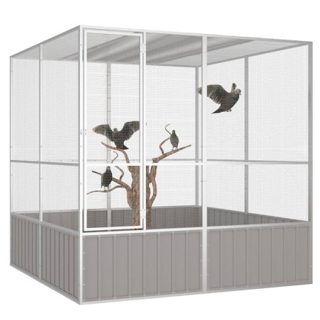 vidaXL Vogelkäfig Grau 213,5x217,5x211,5 cm Verzinkter Stahl