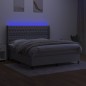 vidaXL Boxspringbett mit Matratze & LED Hellgrau 180x200 cm Stoff vidaXL Boxspringbett mit Matratze & LED Hellgrau 180x200 cm Stoff