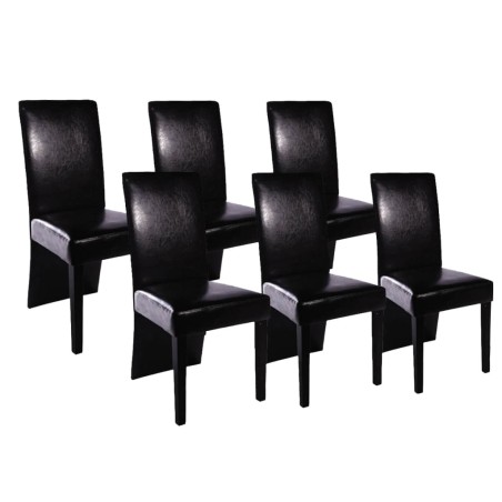 vidaXL Esszimmerstühle 6 Stk. Schwarz Kunstleder 