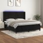vidaXL Boxspringbett mit Matratze & LED Schwarz 160x200 cm Samt vidaXL Boxspringbett mit Matratze & LED Schwarz 160x200 cm Samt