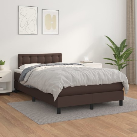 vidaXL Boxspringbett mit Matratze Braun 120x200 cm Kunstleder
