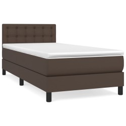 vidaXL Boxspringbett mit Matratze Braun 100x200 cm Kunstleder