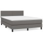 vidaXL Boxspringbett mit Matratze Grau 140x200 cm Kunstleder vidaXL Boxspringbett mit Matratze Grau 140x200 cm Kunstleder