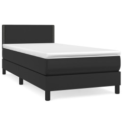 vidaXL Boxspringbett mit Matratze Schwarz 80x200 cm Kunstleder
