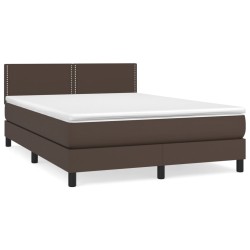 vidaXL Boxspringbett mit Matratze Braun 140x200 cm Kunstleder