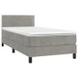 vidaXL Boxspringbett mit Matratze Hellgrau 90x190 cm Samt vidaXL Boxspringbett mit Matratze Hellgrau 90x190 cm Samt