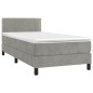 vidaXL Boxspringbett mit Matratze Hellgrau 100x200 cm Samt vidaXL Boxspringbett mit Matratze Hellgrau 100x200 cm Samt