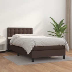 vidaXL Boxspringbett mit Matratze Braun 90x200 cm Kunstleder