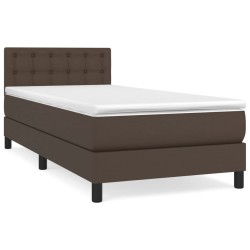 vidaXL Boxspringbett mit Matratze Braun 90x200 cm Kunstleder