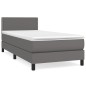 vidaXL Boxspringbett mit Matratze Grau 90x200 cm Kunstleder vidaXL Boxspringbett mit Matratze Grau 90x200 cm Kunstleder