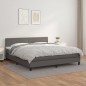 vidaXL Boxspringbett mit Matratze Grau 160x200 cm Kunstleder vidaXL Boxspringbett mit Matratze Grau 160x200 cm Kunstleder