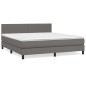 vidaXL Boxspringbett mit Matratze Grau 160x200 cm Kunstleder vidaXL Boxspringbett mit Matratze Grau 160x200 cm Kunstleder