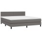vidaXL Boxspringbett mit Matratze Grau 160x200 cm Kunstleder vidaXL Boxspringbett mit Matratze Grau 160x200 cm Kunstleder