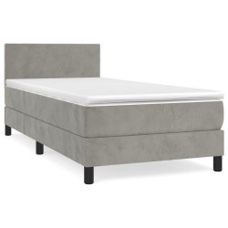 vidaXL Boxspringbett mit Matratze Hellgrau 80x200 cm Samt