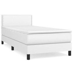 vidaXL Boxspringbett mit Matratze Weiß 100x200 cm Kunstleder