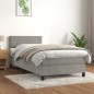 vidaXL Boxspringbett mit Matratze Hellgrau 90x200 cm Samt vidaXL Boxspringbett mit Matratze Hellgrau 90x200 cm Samt