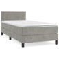 vidaXL Boxspringbett mit Matratze Hellgrau 90x200 cm Samt vidaXL Boxspringbett mit Matratze Hellgrau 90x200 cm Samt