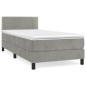 vidaXL Boxspringbett mit Matratze Hellgrau 90x200 cm Samt vidaXL Boxspringbett mit Matratze Hellgrau 90x200 cm Samt