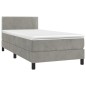 vidaXL Boxspringbett mit Matratze Hellgrau 90x200 cm Samt vidaXL Boxspringbett mit Matratze Hellgrau 90x200 cm Samt