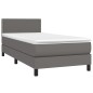 vidaXL Boxspringbett mit Matratze Grau 100x200 cm Kunstleder vidaXL Boxspringbett mit Matratze Grau 100x200 cm Kunstleder