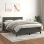 vidaXL Boxspringbett mit Matratze Dunkelgrau 140x200 cm Samt vidaXL Boxspringbett mit Matratze Dunkelgrau 140x200 cm Samt