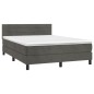 vidaXL Boxspringbett mit Matratze Dunkelgrau 140x200 cm Samt vidaXL Boxspringbett mit Matratze Dunkelgrau 140x200 cm Samt