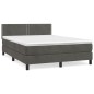 vidaXL Boxspringbett mit Matratze Dunkelgrau 140x190 cm Samt vidaXL Boxspringbett mit Matratze Dunkelgrau 140x190 cm Samt
