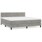 vidaXL Boxspringbett mit Matratze Hellgrau 160x200 cm Samt vidaXL Boxspringbett mit Matratze Hellgrau 160x200 cm Samt