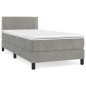 vidaXL Boxspringbett mit Matratze Hellgrau 80x200 cm Samt vidaXL Boxspringbett mit Matratze Hellgrau 80x200 cm Samt