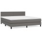 vidaXL Boxspringbett mit Matratze Grau 180x200 cm Kunstleder vidaXL Boxspringbett mit Matratze Grau 180x200 cm Kunstleder