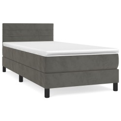 vidaXL Boxspringbett mit Matratze Dunkelgrau 80x200 cm Samt