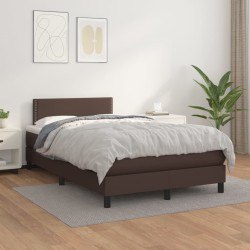 vidaXL Boxspringbett mit Matratze Braun 120x200 cm Kunstleder