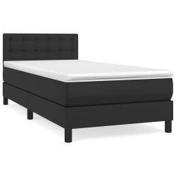 vidaXL Boxspringbett mit Matratze Schwarz 90x200 cm Kunstleder