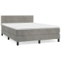 vidaXL Boxspringbett mit Matratze Hellgrau 140x200 cm Samt vidaXL Boxspringbett mit Matratze Hellgrau 140x200 cm Samt